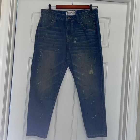 Wildfox Paint Splatter Distressed Baggy Crop Jeans in Da Vinci wash, NWT - Picture 3 of 10